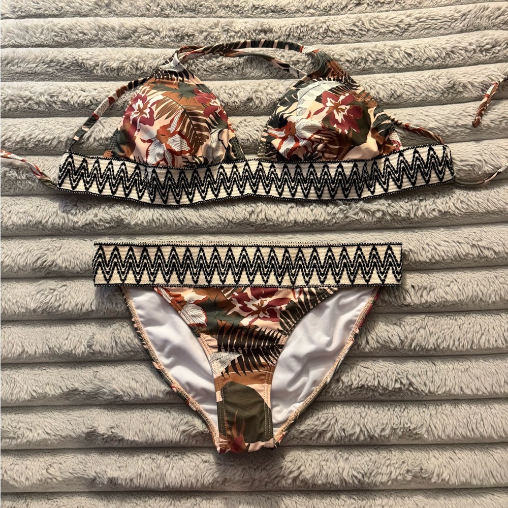 Venus Floral Bikini Set with Zigzag Trim